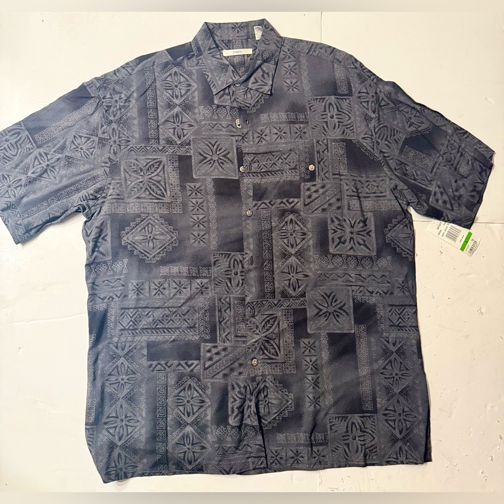 Men's Geometric Black Button Down Shirt